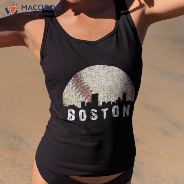 Vintage Boston Cityscape Baseball Lover Kids Shirt