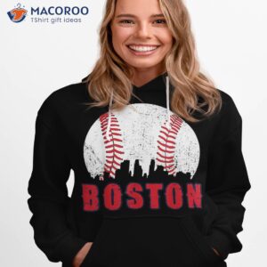 vintage boston skyline baseball throwback for red game day shirt hoodie 1