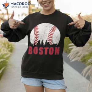 vintage boston skyline baseball throwback for red game day shirt sweatshirt 1