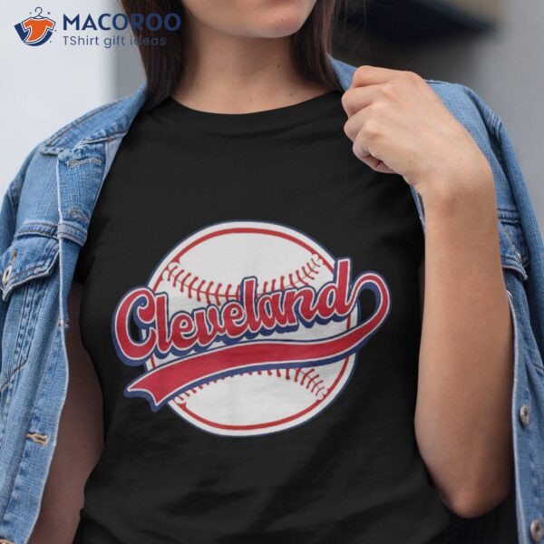 Vintage Cleveland Cityscape Baseball Lover Player And Fans Shirt