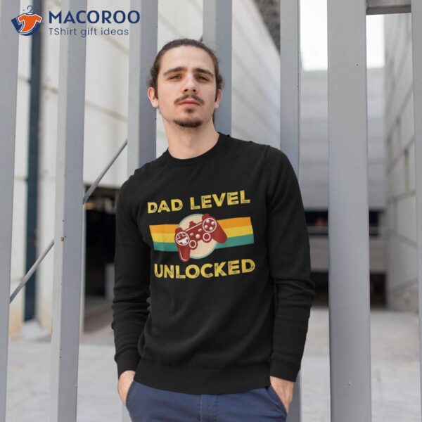 Vintage Dad Level Unlocked Gifts For Gamer Daddy Fathers Day Shirt