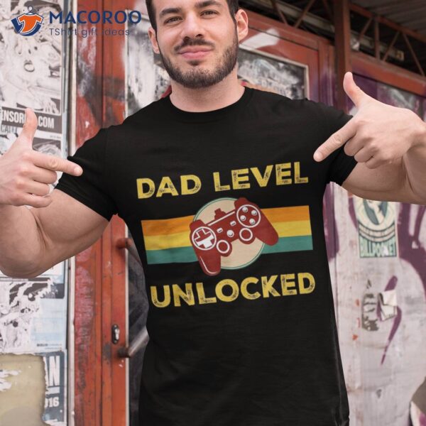 Vintage Dad Level Unlocked Gifts For Gamer Daddy Fathers Day Shirt
