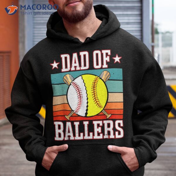 Vintage Dad Of Ballers Baseball Softball Funny Fathers Day Shirt