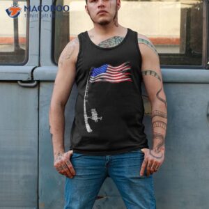 vintage fishing rod american flag funny gift shirt tank top 2