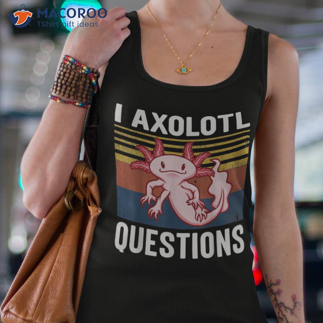 Vintage I Axolotl Questions Funny Kawaii Salamander Shirt