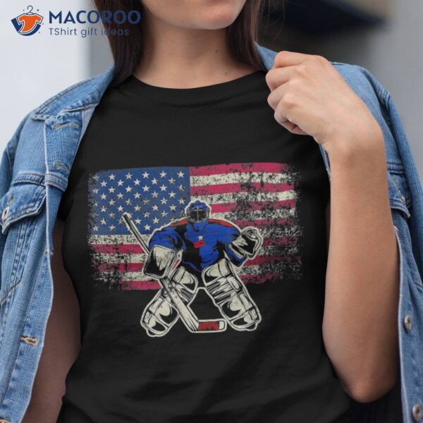 Vintage Ice Hockey Goalie Shirt Usa Flag Gift For