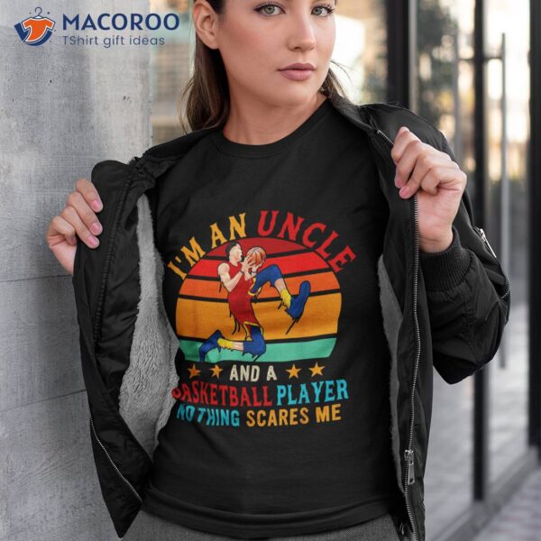 Vintage Retro I’m An Uncle And A Basketball Player Family Shirt