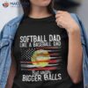 Vintage Softball Dad Like A Baseball Us Flag Fathers Day Shirt