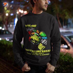 vr 46 agv valentino rossi 1996 2021 thank you for the memories signature t shirt sweatshirt