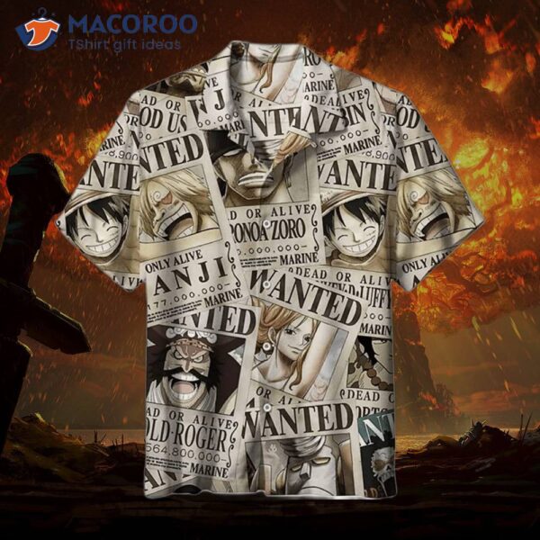 Wanted One Characters Piece Pirates Cartoon Movie Sleeve Hawaiian Shirt