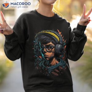 wearing headphones t shirt unisex t shirt sweatshirt 2