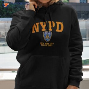 wears nypd new york city police dept shirt hoodie