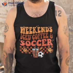 weekends iced coffee soccer retro groovy vintage girls shirt tank top