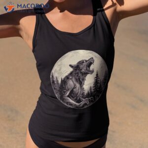 werewolf howling moon spooky vintage graphic kids shirt tank top 2