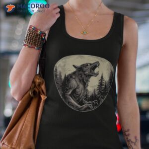 werewolf howling moon spooky vintage graphic kids shirt tank top 4