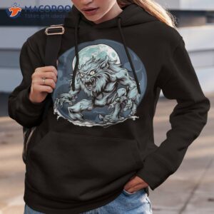 werewolf moon wolf spooky vintage graphic kids shirt hoodie 3