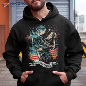 wolf 4th of july american flag howling america moon funny shirt hoodie