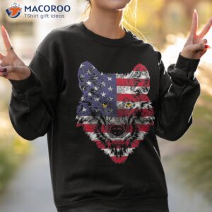 wolf american flag usa 4th of july lover shirt sweatshirt 2