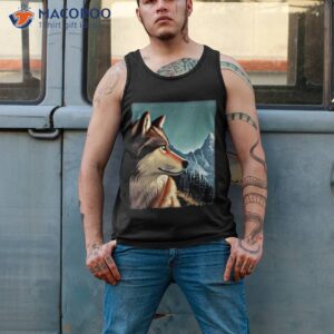 wolf forest animal motif predator head dog graphic shirt tank top 2