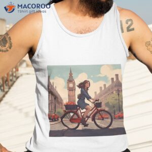 woman on bicycle in westminster london shirt tank top 3