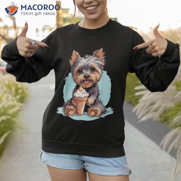 Yorkie Dog Anime Eating Ice Cream Summer Cute Shirt