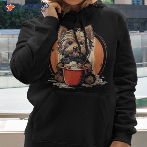 Yorkie Dog Anime Eating Ra Bowl Cute Shirt