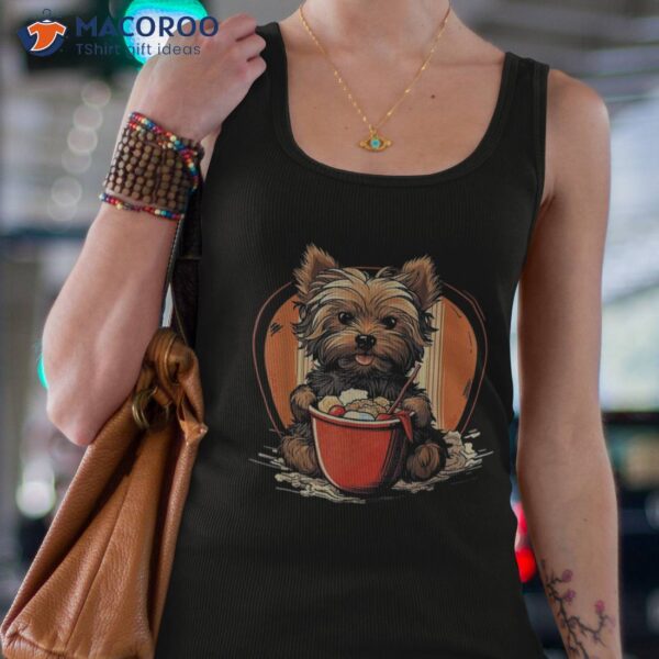 Yorkie Dog Anime Eating Ra Bowl Cute Shirt