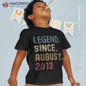 10 Year Old Funny Legend Since August 2013 10th Birthday Shirt