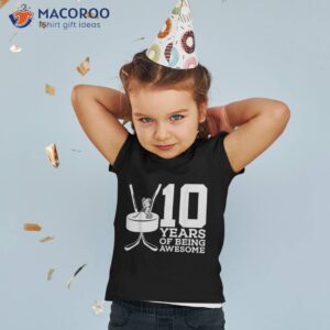 10 Years Of Being Awesome Ice Hockey 10th Birthday Shirt