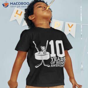 10 Years Of Being Awesome Ice Hockey 10th Birthday Shirt