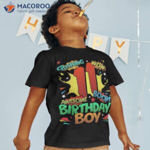 11th Birthday Kids Comic Style Boys 11 Year Old Gifts Shirt
