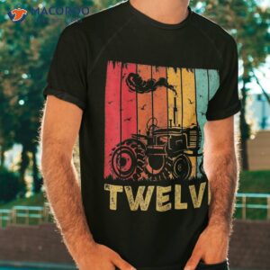 12 Year Old Vintage Tractor Farmer 12th Birthday Shirt