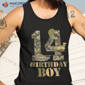 14th birthday military themed camo boys 14 years old soldier shirt tank top 3