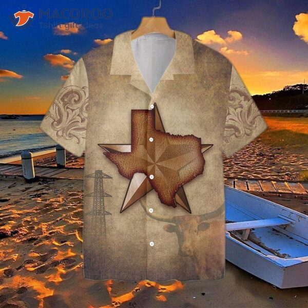 “1845 The Lone Star State Texas Hawaiian Shirt For , Vintage Longhorn Shirt, Proud “