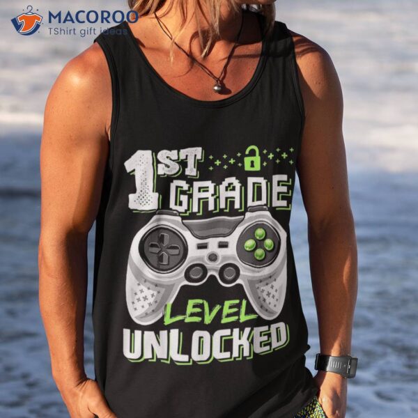 1st Grade Level Unlocked Video Game Back To School Boys Shirt