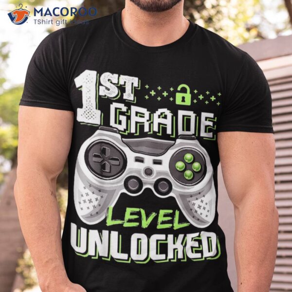 1st Grade Level Unlocked Video Game Back To School Boys Shirt