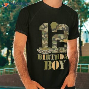 1th Birthday Military Themed Camo Boys 12 Years Old Soldier Shirt