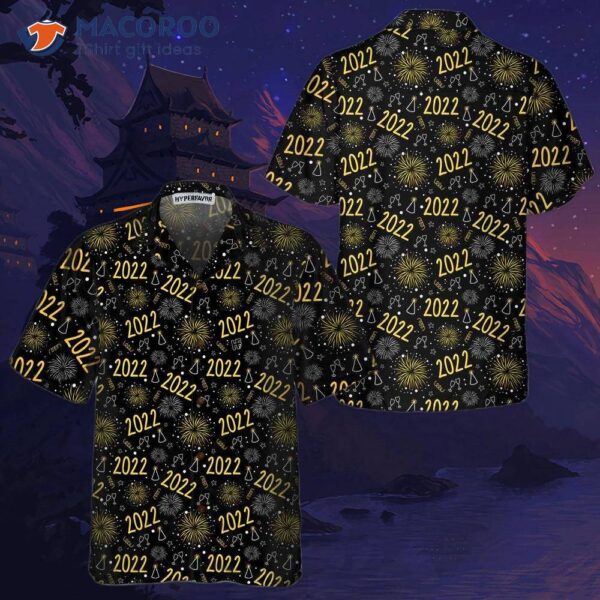 2022 New Year Golden Firework Hawaiian Shirt, Happy Shirt For And