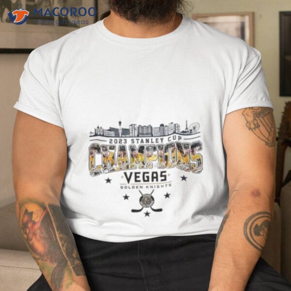 2023 Stanley Cup Champions Vegas Golden Knights Nhl Team White Design Signatures Shirt