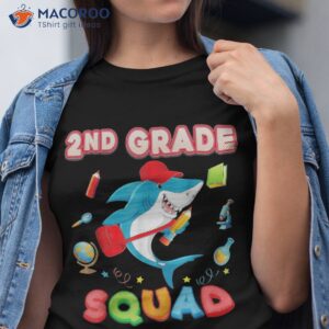 2nd grade squad cute shark second kid teacher back to school shirt tshirt