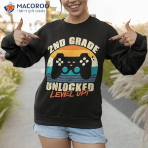 2nd grade unlocked level up gamer back to school second shirt sweatshirt 1