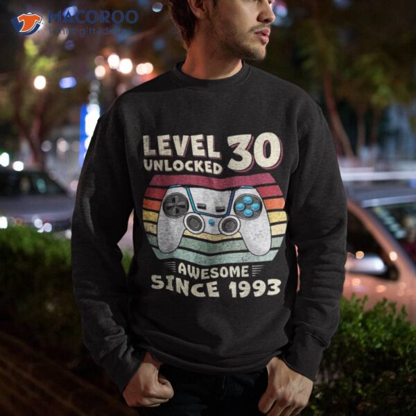 30 Birthday Decorations Gamer Video 1993 30th Shirt