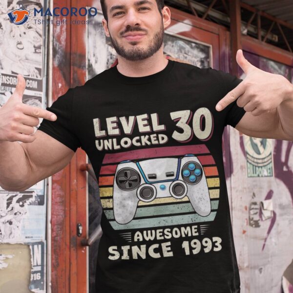 30 Birthday Decorations Gamer Video 1993 30th Shirt