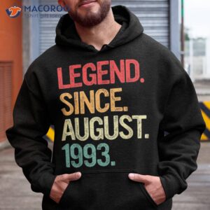 30 Years Old Legend Since August 1993 30th Birthday Gifts Shirt