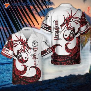 3d Dungeon Dragon Tattoo Hawaiian Shirt, White And Red Chinese Shirt