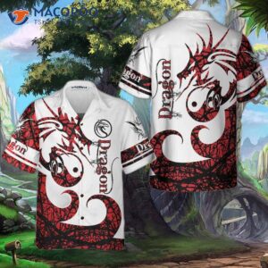 3d dungeon dragon tattoo hawaiian shirt white and red chinese shirt 2