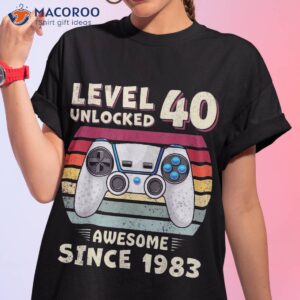 40 Birthday Decorations Gamer Video 1983 40th Shirt