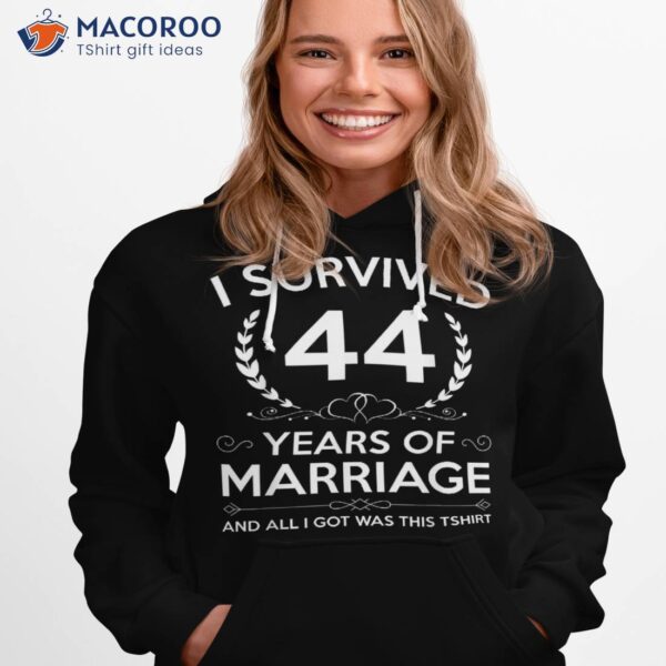 44th Wedding Anniversary Gifts Couples Husband Wife 44 Years Shirt