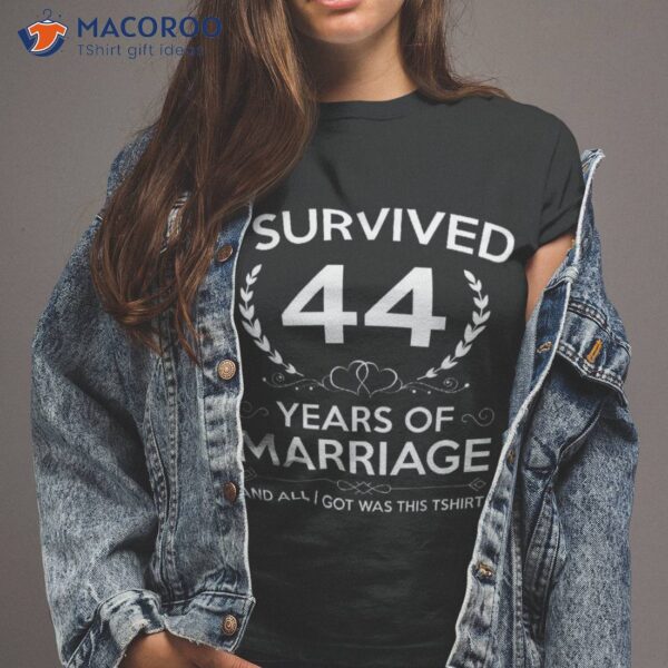 44th Wedding Anniversary Gifts Couples Husband Wife 44 Years Shirt