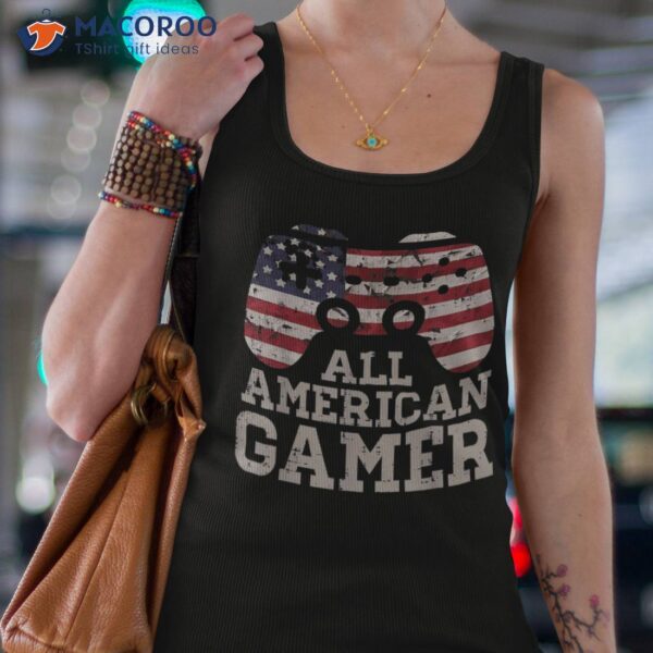 4th July All American Gamer Patriot Boys Kids Teen Youth Shirt